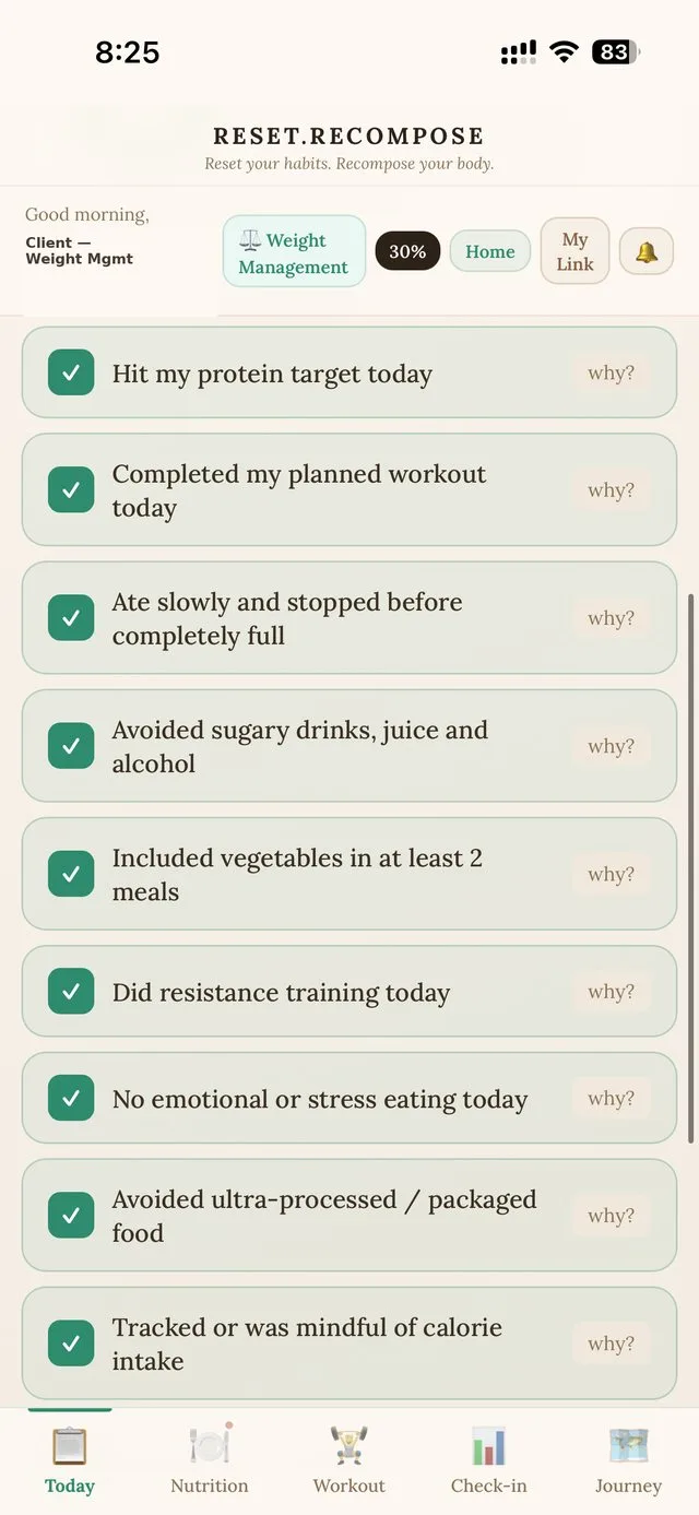 Habit checklist with evidence links